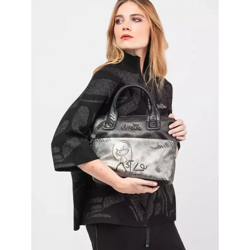 Anekke Γυναικεία Τσάντα Χειρός/Ώμου Μαύρο/Γκρι NATURE KOKO FW/25 41861-403