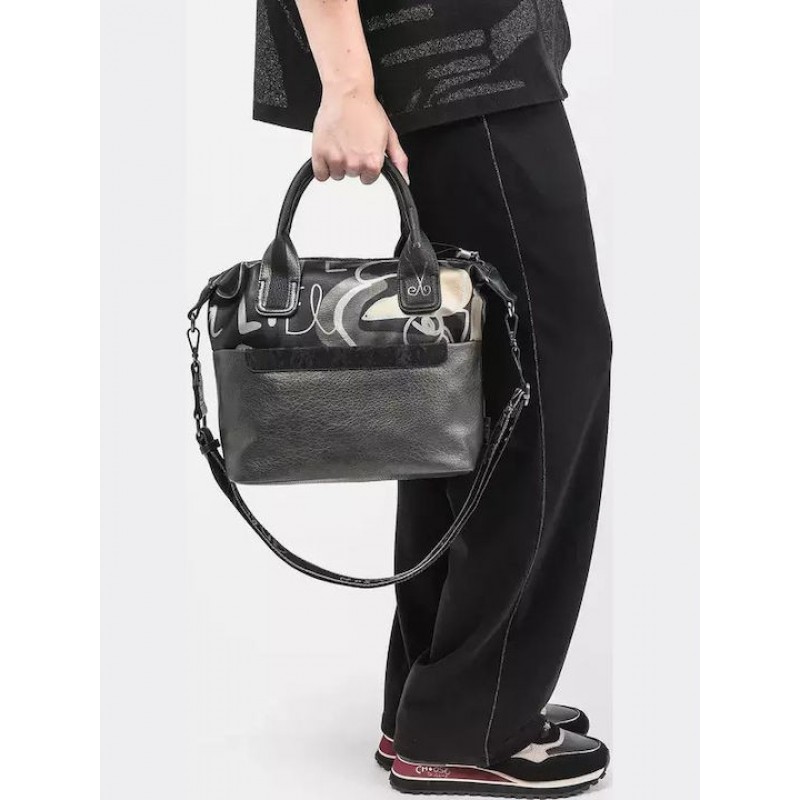 Anekke Γυναικεία Τσάντα Χειρός/Ώμου Μαύρο/Γκρι NATURE KOKO FW/25 41861-403