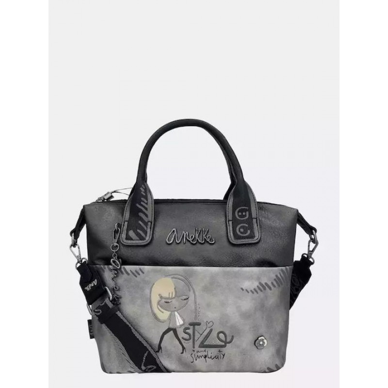 Anekke Γυναικεία Τσάντα Χειρός/Ώμου Μαύρο/Γκρι NATURE KOKO FW/25 41861-403