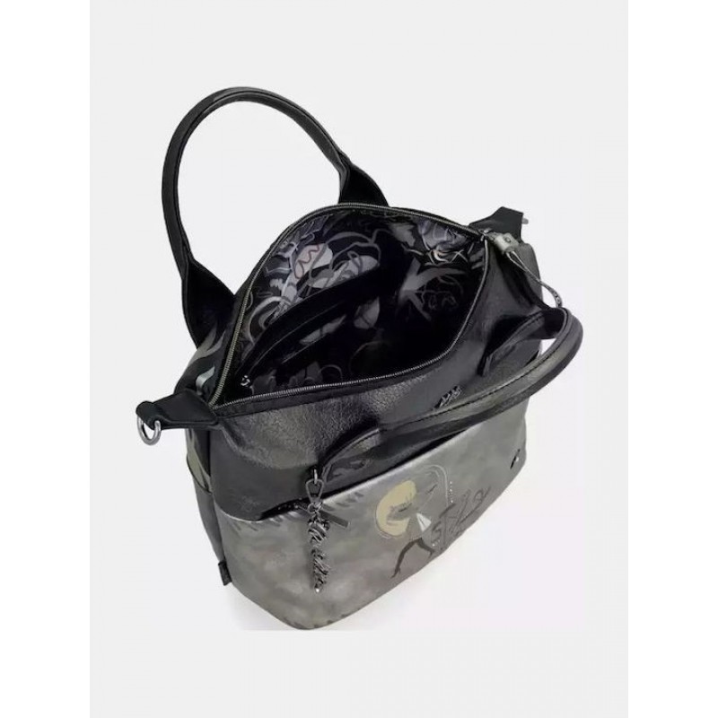 Anekke Γυναικεία Τσάντα Χειρός/Ώμου Μαύρο/Γκρι NATURE KOKO FW/25 41861-403